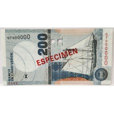 CABO VERDE 2005 . TWO HUNDRED 200 ESCUDOS BANKNOTE . SPECIMEN